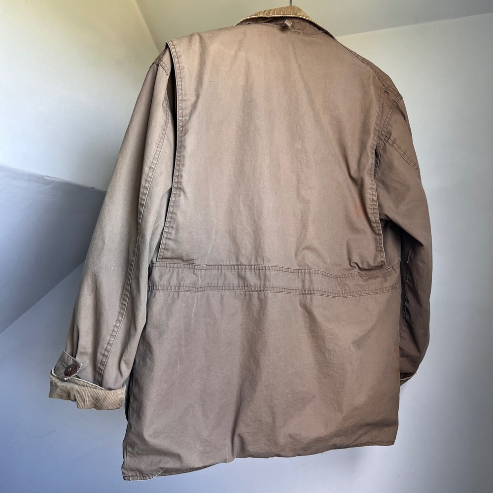 Vintage J.Crew Barn Jacket Small Tan Plaid Corduroy Collar Chore 90s Oarsman - Picture 8 of 8